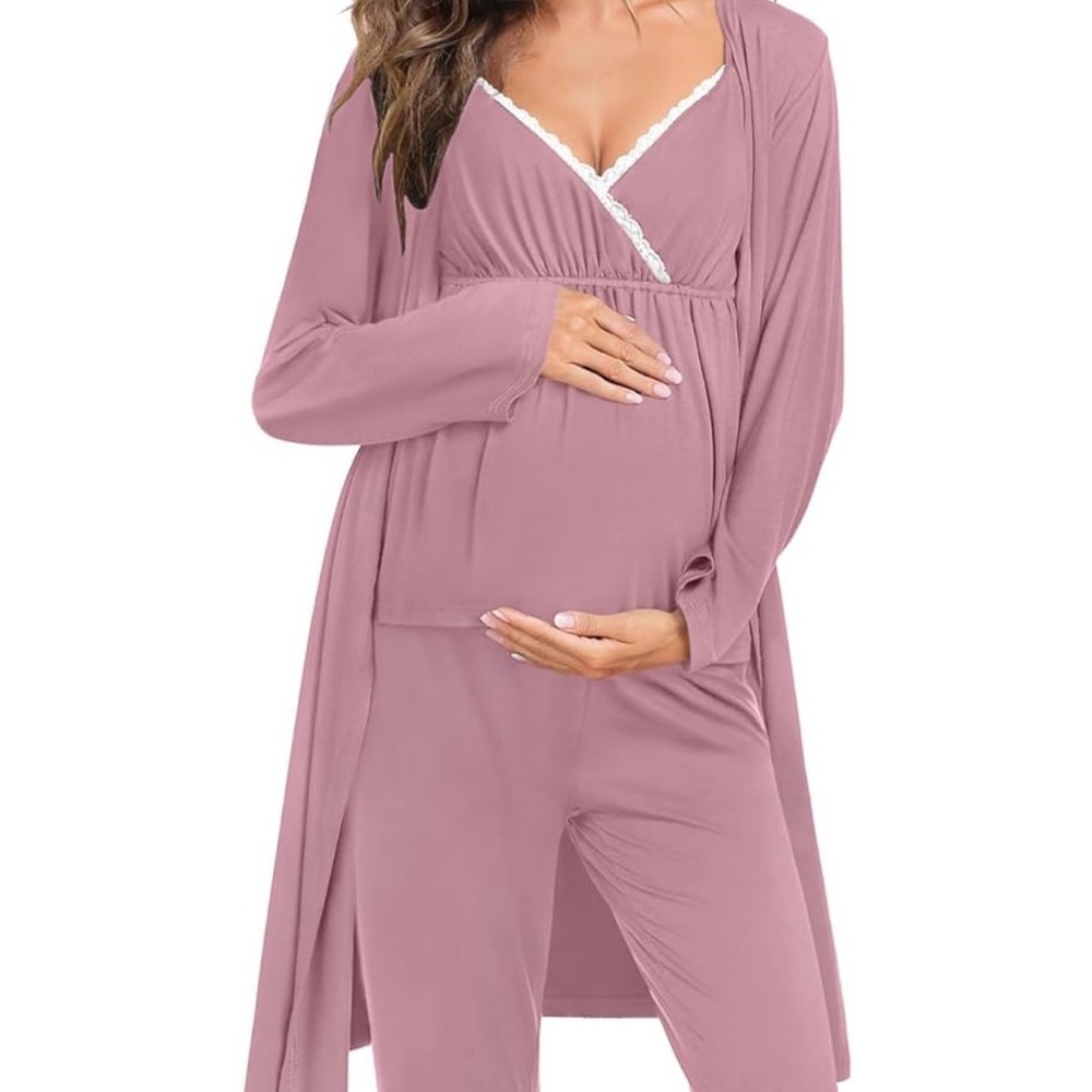 3-Piece Maternity Loungewear Set with Long Cardigan